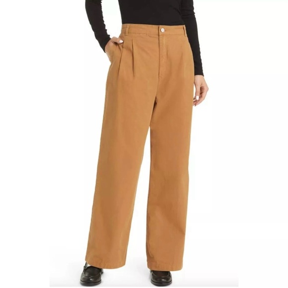 NEW Frame Pleat Front Wide Leg Camel Chinos/Pants - Picture 2 of 16